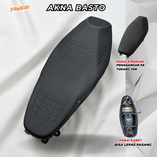 Akna AXL Basto Sarung Jok Motor Hitam Kulit Sintetis, Dapat Lepas Pasang
